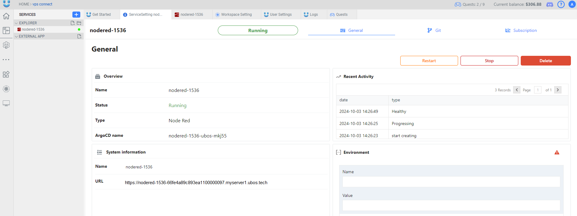 Subdomain in Settings