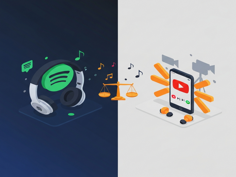 Spotify vs YouTube Music comparison illustration