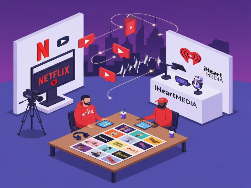 Netflix and iHeartMedia video podcast partnership illustration