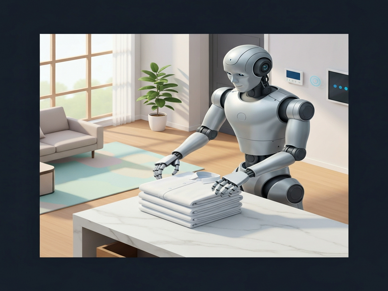 Humanoid robot doing laundry at CES 2026