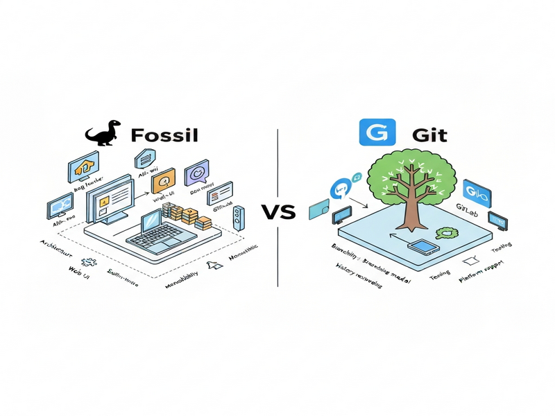 Fossil vs Git comparison diagram
