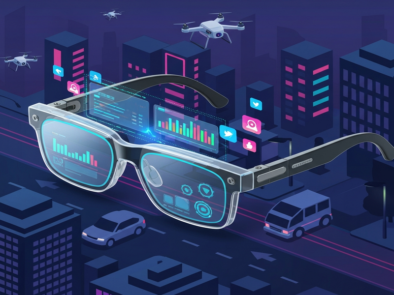 Smart glasses concept with AI overlay