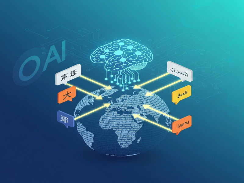 Digital illustration of AI translating text across languages