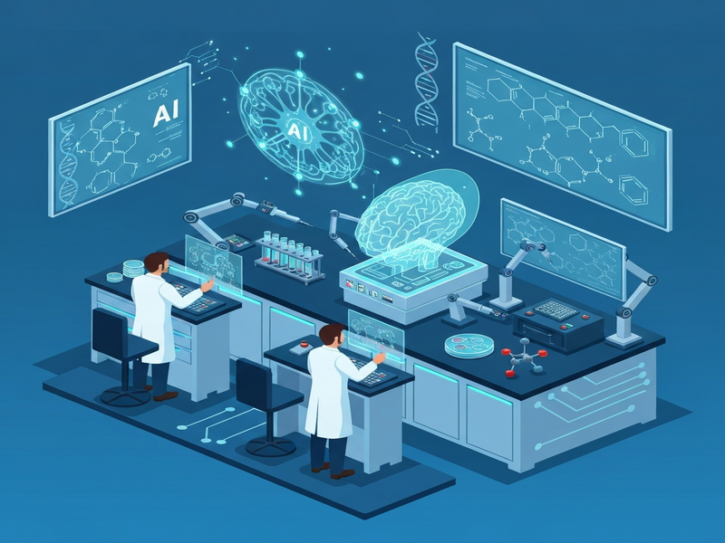AI-driven drug discovery illustration