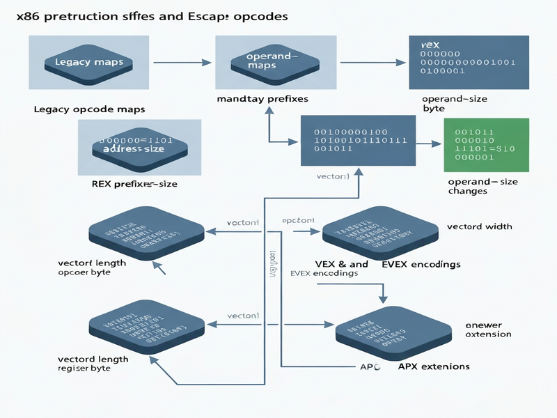 x86 prefixes and escape opcodes flowchart