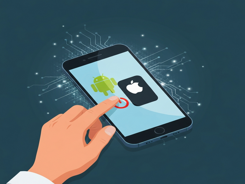 Illustration showing the power button locations on Android phones and iPhones