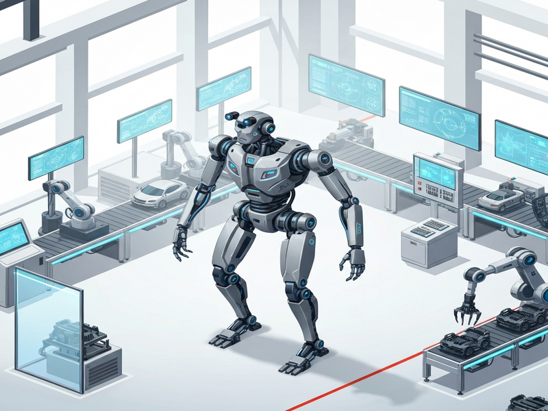 Boston Dynamics Atlas robot beside Hyundai Metaplant