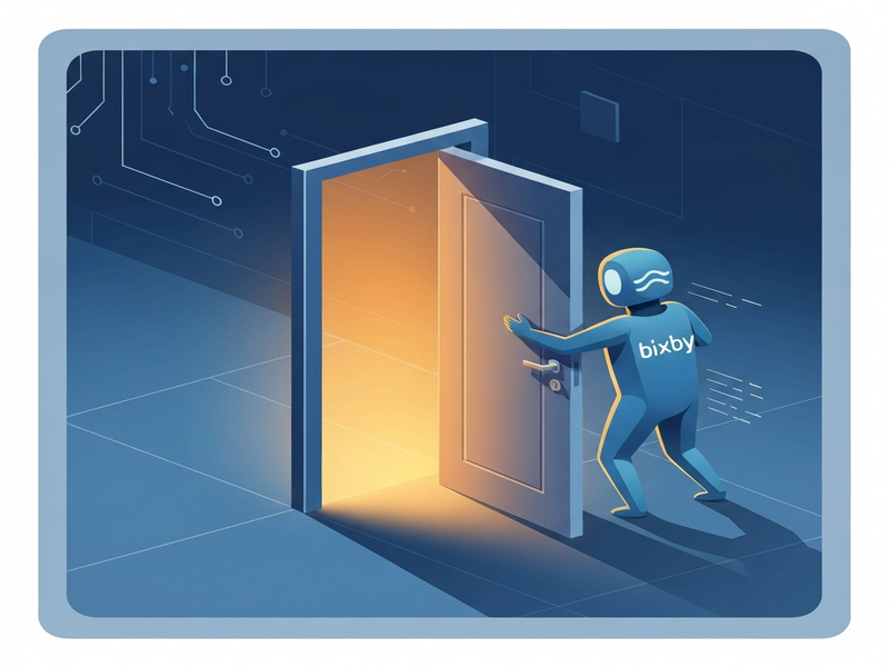 Samsung Bixby voice assistant unlocking a smart door
