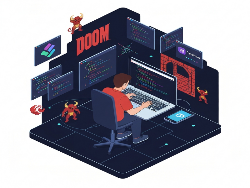 Doom coding workflow illustration