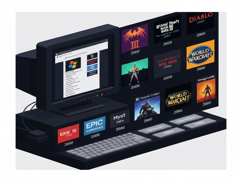 Retro-style illustration of early 2000s video game website