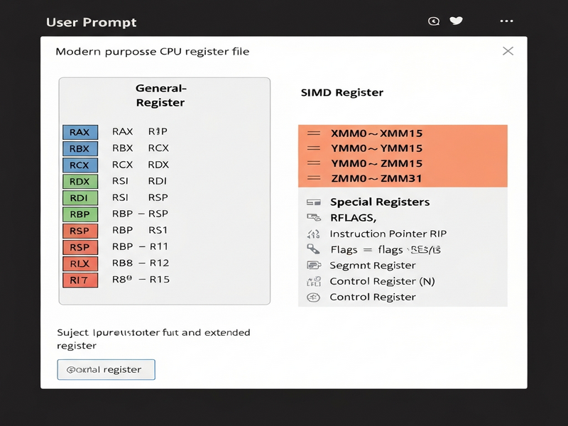Diagram of x86‑64 register hierarchy