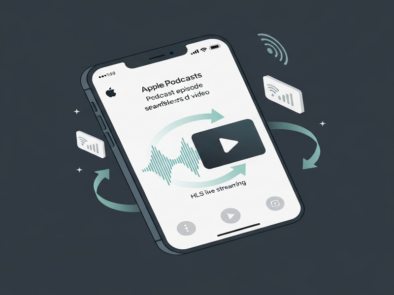 Apple Podcasts video‑swap HLS live‑streaming illustration