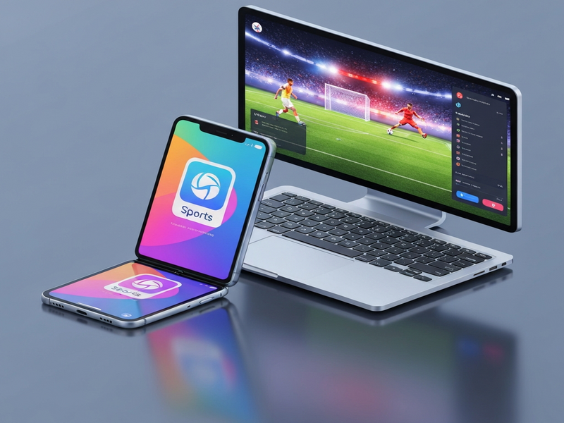 Foldable phone, laptop keyboard, and sports streaming collage