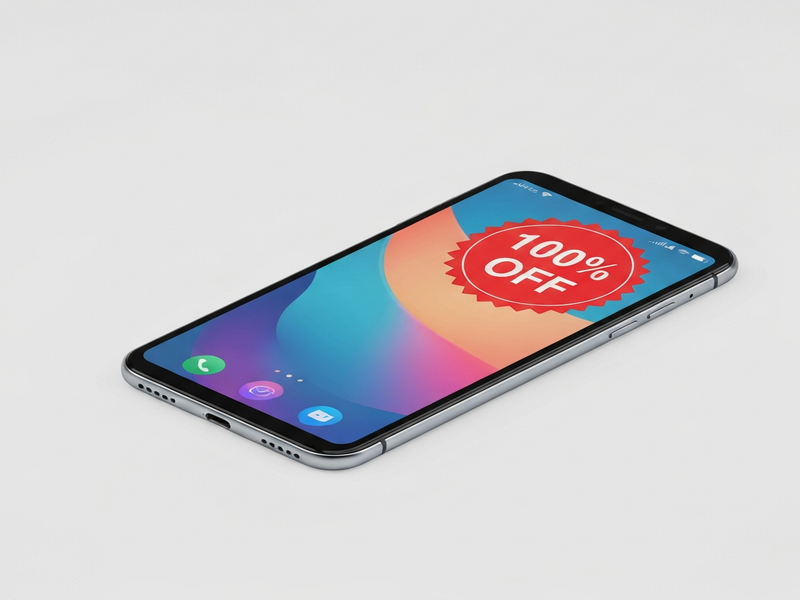 Smartphone with 100% OFF badge