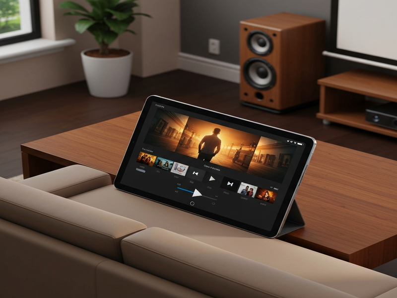 Android tablet displaying a movie with enhanced aspect ratio