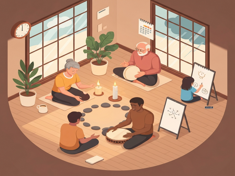 Illustration of daily rituals supporting mental wellbeing