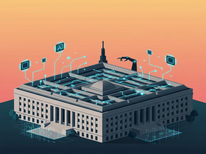 Illustration of AI ethics debate between a tech company and the Pentagon