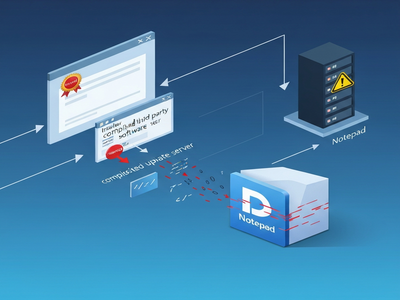 Illustration of Notepad++ supply‑chain attack