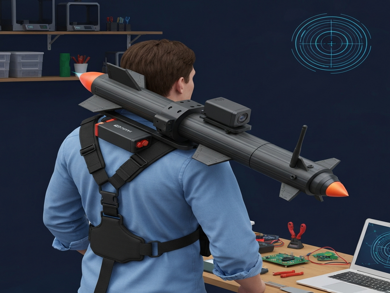 3D‑printed shoulder‑mounted guided missile prototype