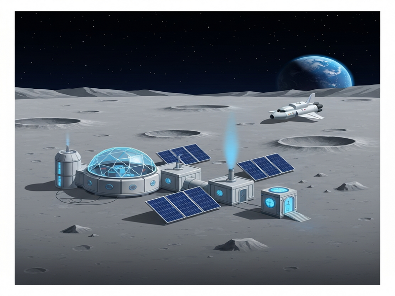 Concept illustration of NASA’s lunar base and nuclear spacecraft