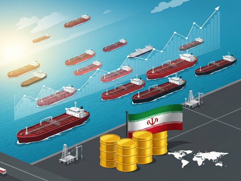 Map of the Strait of Hormuz with Iranian oil tankers
