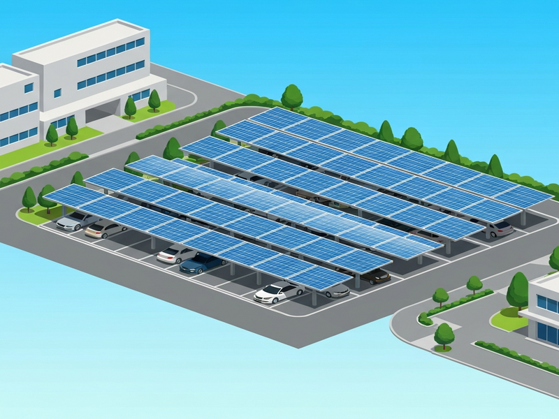 Solar panels covering a public parking lot in South Korea