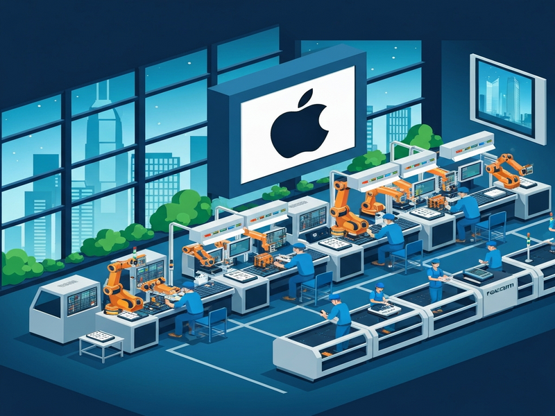 Apple China manufacturing and Foxconn partnership illustration