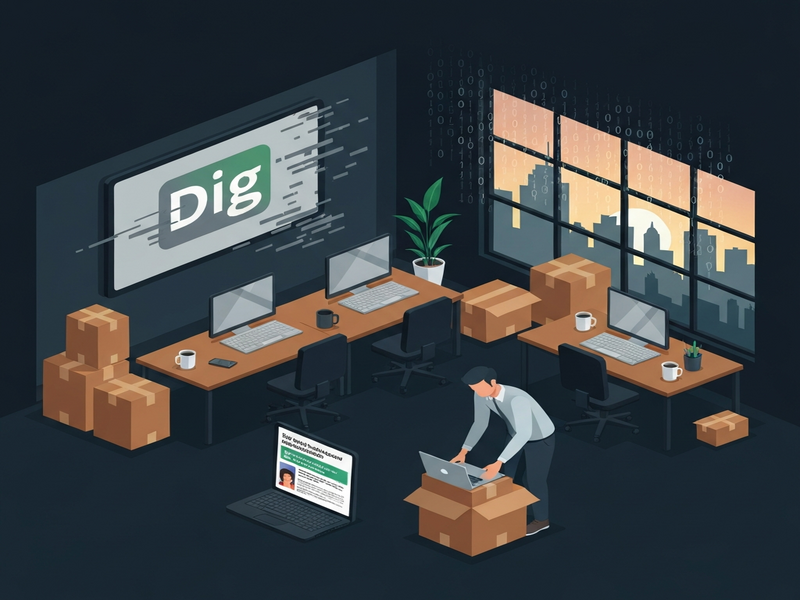 Illustration of Digg layoffs and AI retooling