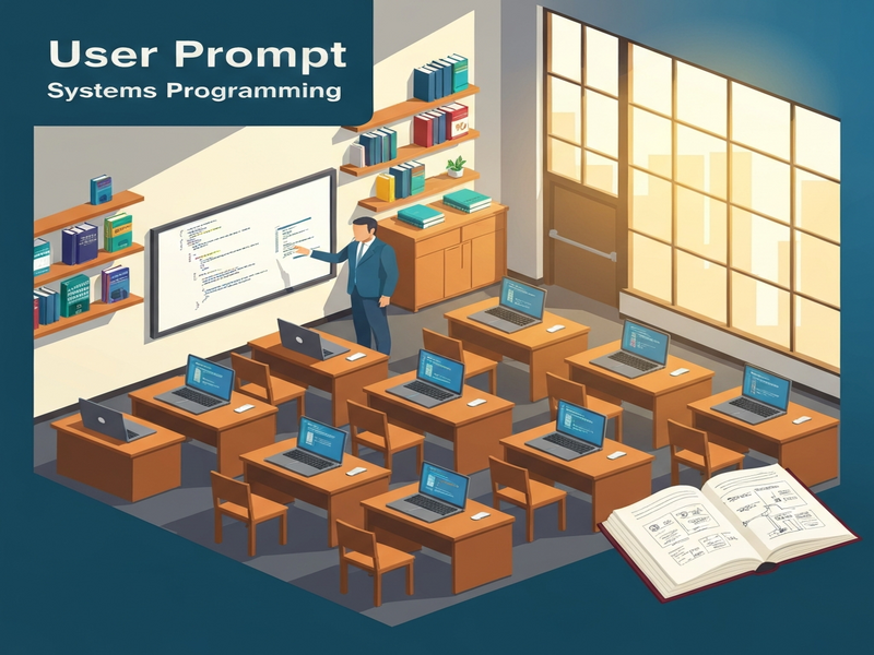 Modern classroom with students using Linux programming books and AI-powered development tools