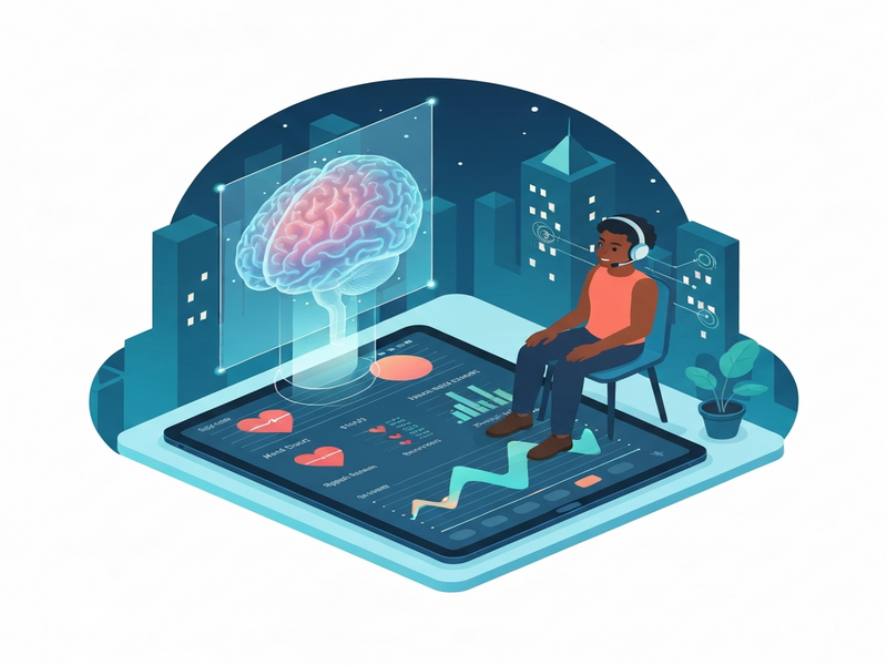 Digital illustration of AI analyzing mental‑health data