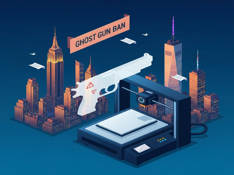 New York 3D printed ghost gun ban illustration