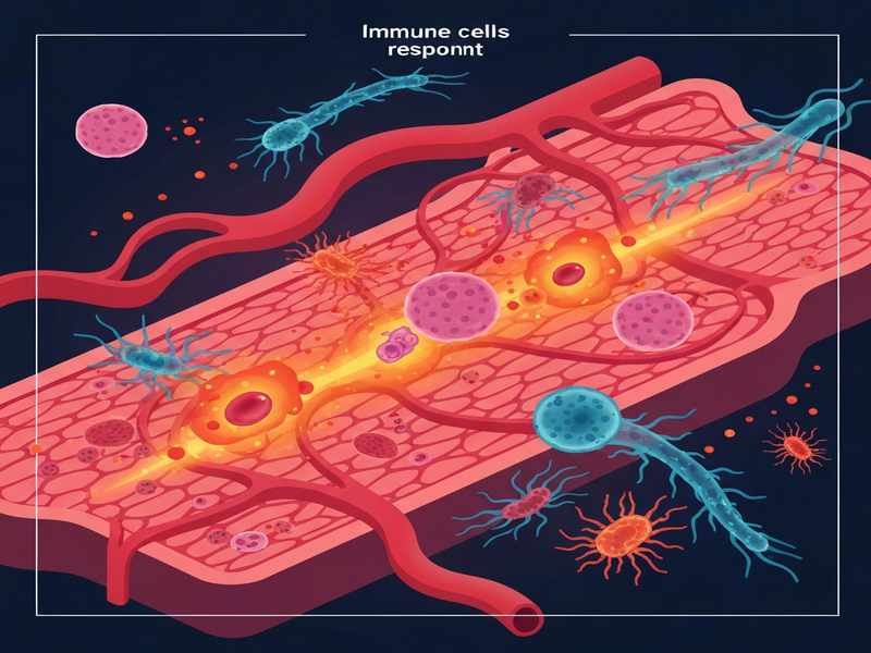 Illustration of cellular immune response and inflammation