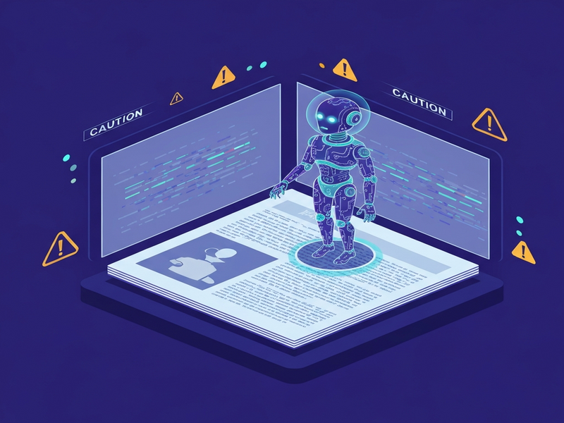 Illustration of a futuristic AI chatbot interacting with a Wikipedia page