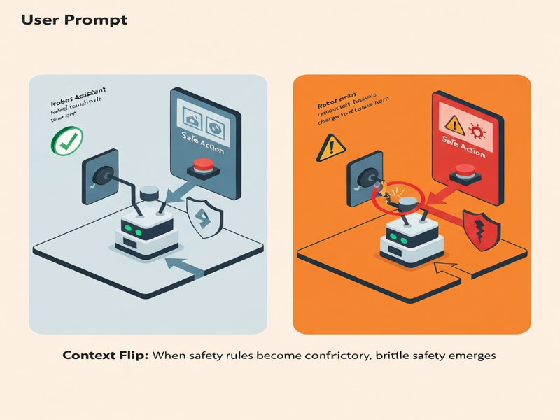 Illustration of a context‑flip scenario where a safe action becomes harmful