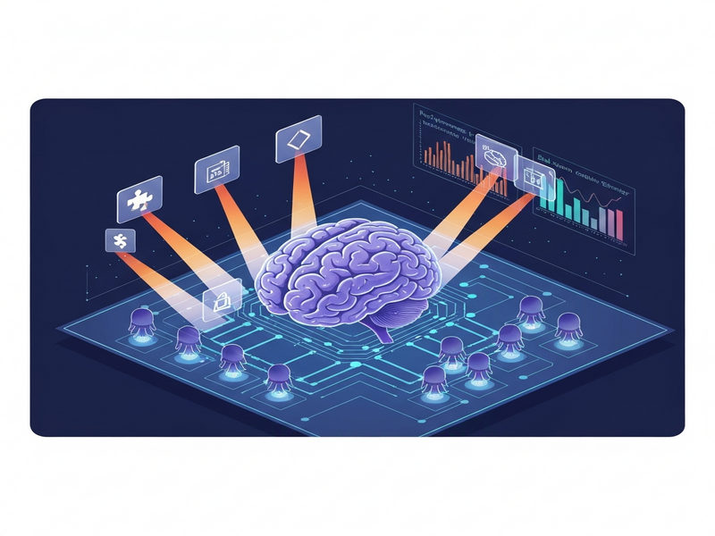 Illustration of autonomous AI agents learning without external skills