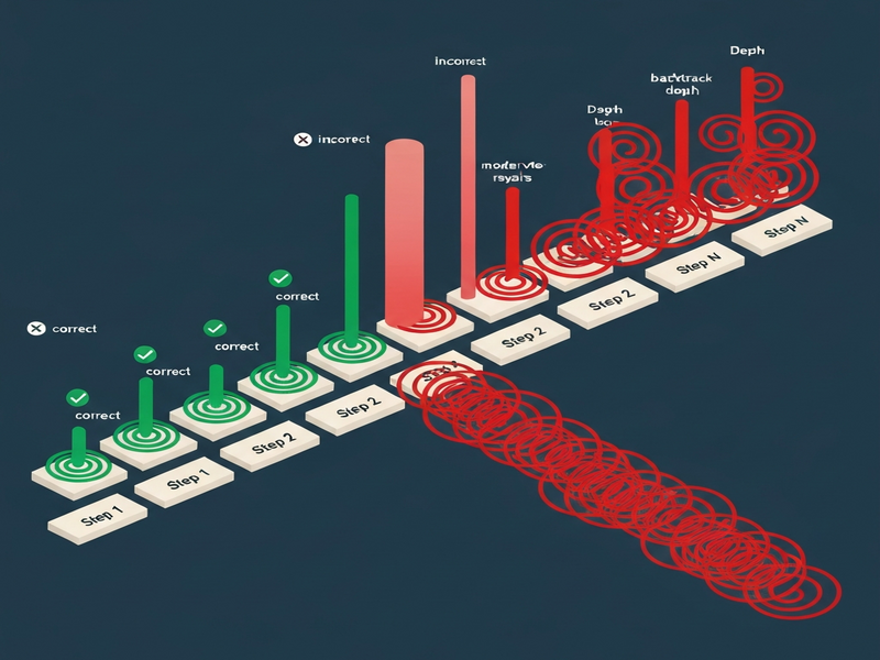 Illustration of backtracking bursts in a reasoning trace