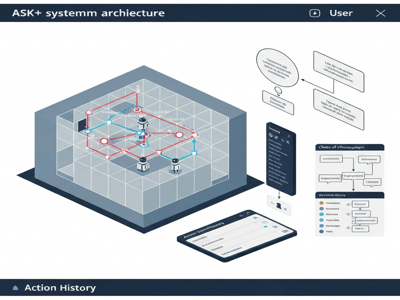 ASK+ architecture diagram showing interaction between RL policy, uncertainty monitor, context builder, and SLM consultant