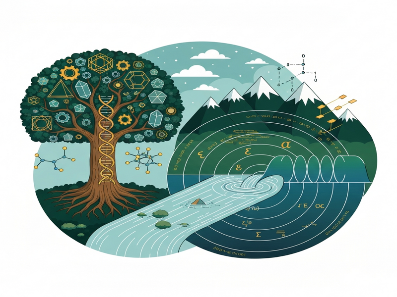 AI and nature-inspired mathematics illustration