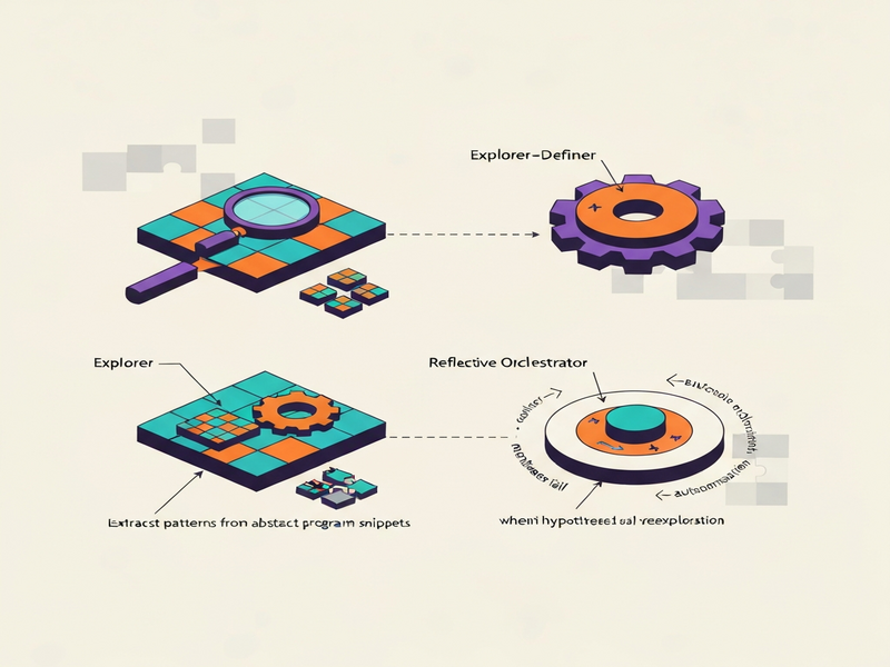 Illustration of Explorer-Definer Pipeline and Reflective Orchestrator
