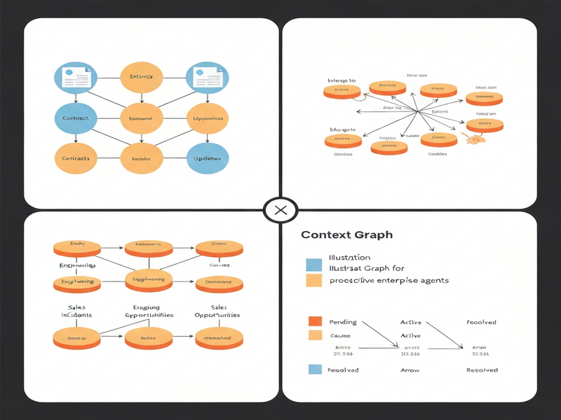 Illustration of a Context Graph powering proactive enterprise agents
