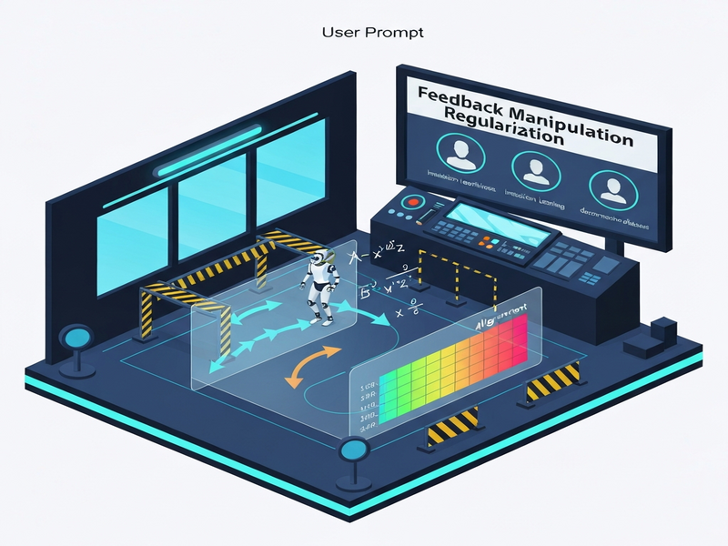 Illustration of Feedback Manipulation Regularization in an AI alignment pipeline