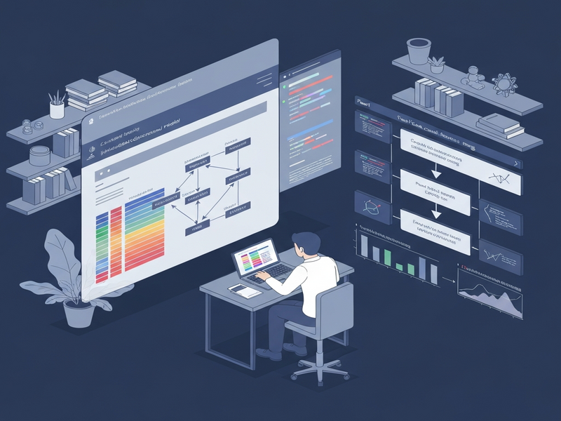 Illustration of a synthetic causal scene with data, code, and narrative components