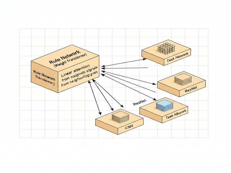 Conceptual diagram of MetaNCA weight self‑organization