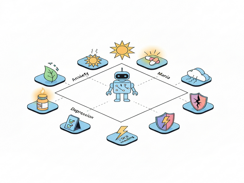 Affective space illustration showing the two‑dimensional organisation of disorder phenotypes
