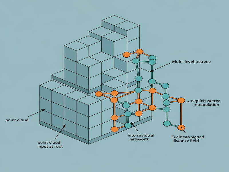 Diagram of OREN hybrid architecture combining octree prior with neural residual
