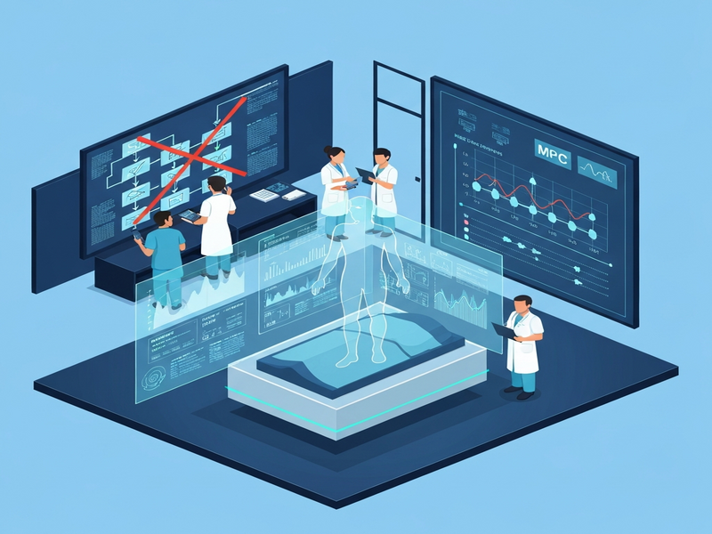 Illustration of the EHR-MPC workflow showing digital twin generation, MPC planning, and clinician feedback loop